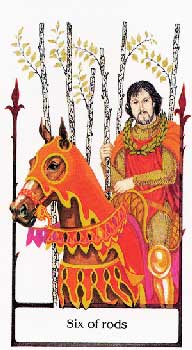 6 de Bastos en posición vertical - Tarot10