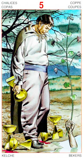 Cinco de Copas - Arcanos Menores - Golden Dawn Tarot