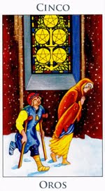 Cinco de Oros - Arcanos Menores del Tarot - Radiant