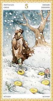 Cinco de Oros - Arcanos Menores del Tarot