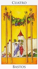 Cuatro de Bastos - Arcanos Menores del Tarot - Radiant