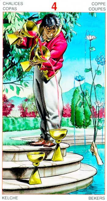 Cuatro de Copas - Arcanos Menores - Golden Dawn Tarot