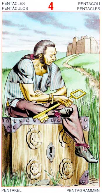 Cuatro de Oros - Arcanos Menores - Golden Dawn Tarot