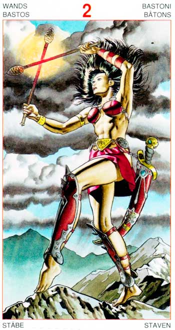 Dos de Bastos - Arcanos Menores - Golden Dawn Tarot