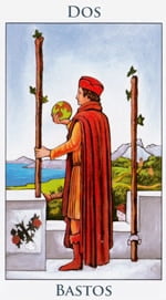 Dos de Bastos - Arcanos Menores del Tarot - Radiant