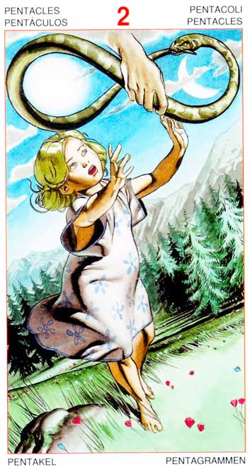 Dos de Oros - Arcanos Menores - Golden Dawn Tarot