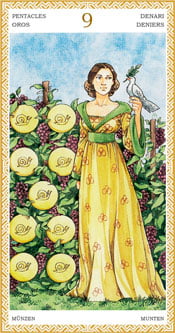 Nueve de Oros - Arcanos Menores del Tarot