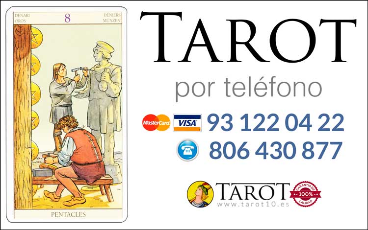 Ocho de Oros de los Arcanos Menores del Tarot - Tarot por Teléfono