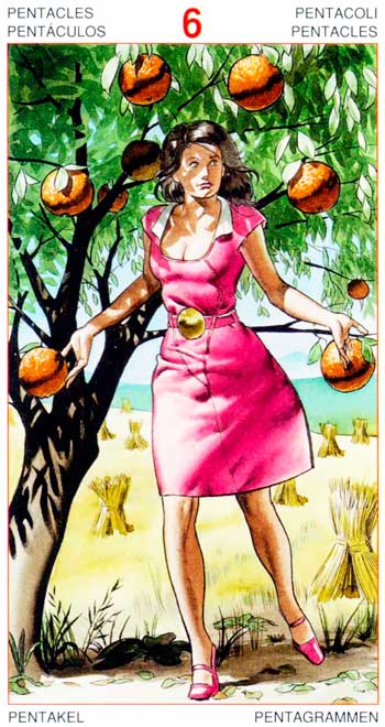 Seis de Oros - Arcanos Menores - Golden Dawn Tarot