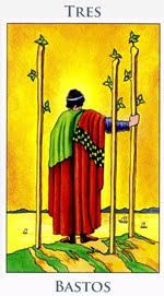 Tres de Bastos - Arcanos Menores del Tarot - Radiant