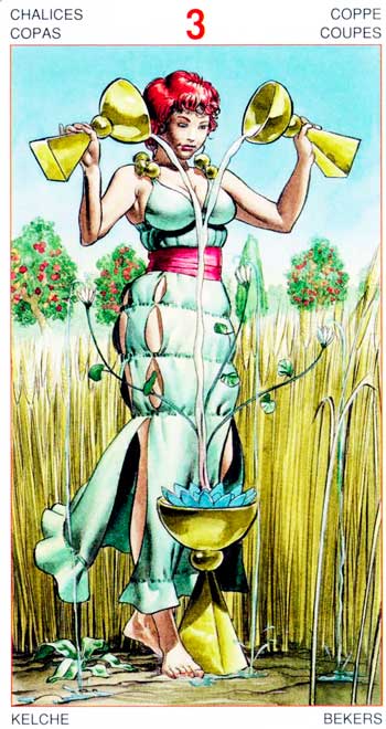 Tres de Copas - Arcanos Menores - Golden Dawn Tarot