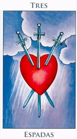 Tres de Espadas - Arcanos Menores del Tarot - Radiant